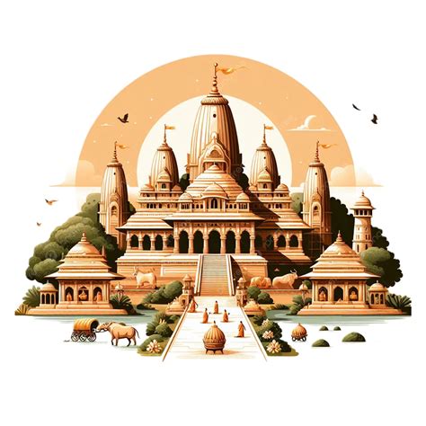 Ram Mandir Illustration Of Temple Ayodhya Ram Mandir Temple Ayodhya