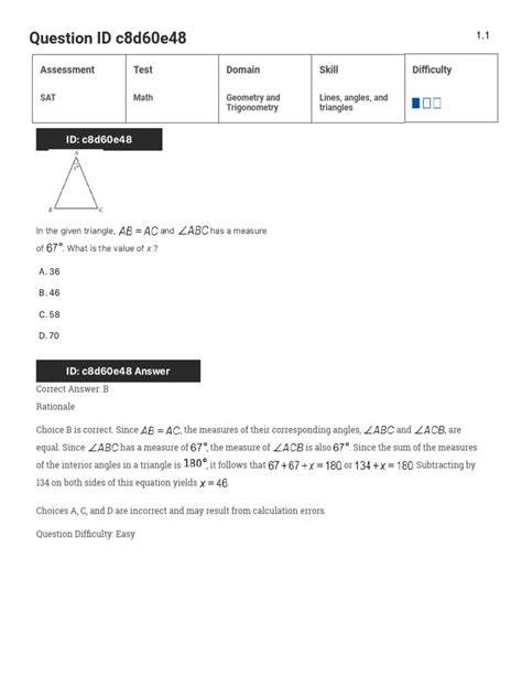 Lines, Angles, and Triangles (Level 1) Answer Key | Download Free PDF ...
