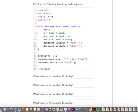 Solved Consider The Following Javascript Code Segment 1