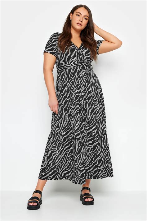 Yours Plus Size Black Zebra Print Wrap Maxi Dress Yours Clothing