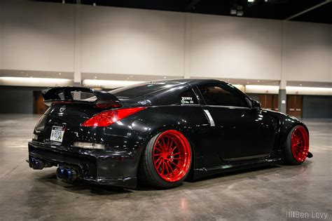 Black Nissan 350Z On Red Rotiform DVO Wheels BenLevy