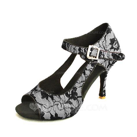 Womens Lace Heels Sandals Latin With Buckle Dance Shoes 053024614