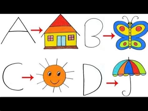 Drawing With Letters For Beginners Drawing With ABCD Turn Words