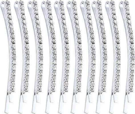 10Pcs Crystal Hair Clip Clear Rhinestone Bobby Pins Diamante Hair