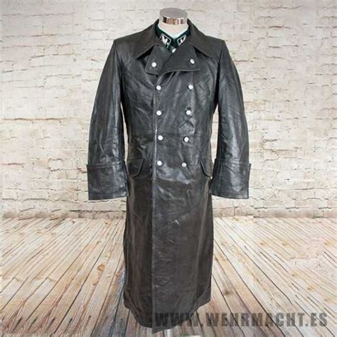 Black Leather Greatcoat For Officers