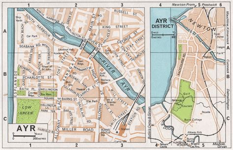 Ayr And District Vintage Town City Map Plan Scotland 1959 Old Vintage