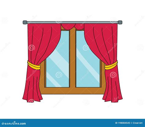 Curtain and Window Clip Art Illustration Vector Isolated Stock Vector ...