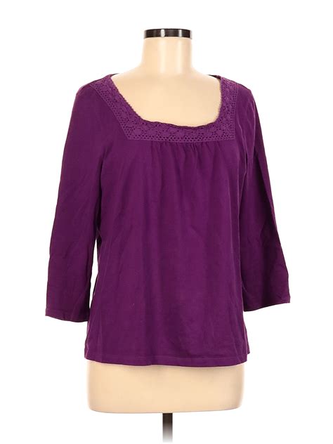 Bobbie Brooks 100 Cotton Solid Colored Purple Long Sleeve Top Size M