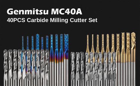 Genmitsu 40pcs End Mills Cnc Router Bits 18 Shank Cnc Cutter Milling