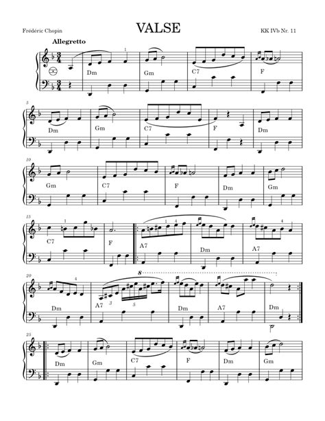 Valse Kk Ivb Nr 11 Frédéric Chopin Sheet Music For Accordion Solo