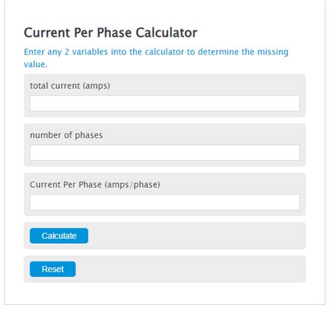 Current Per Phase Calculator - Calculator Academy 