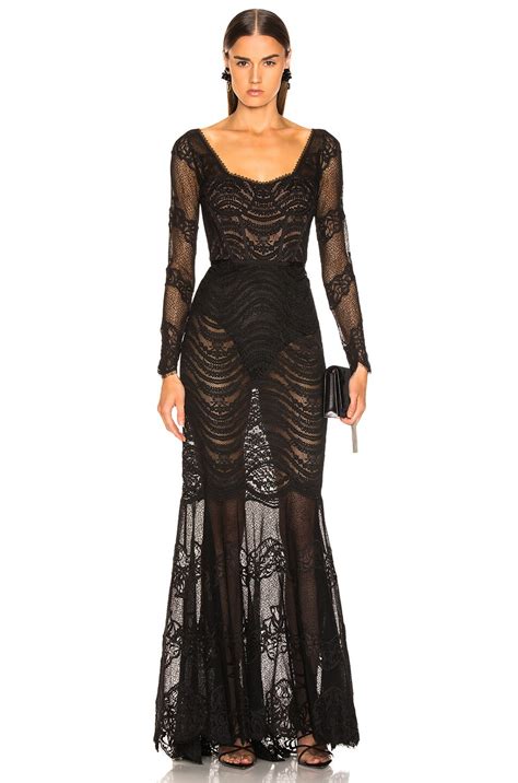 Simkhai Lace Bustier Gown In Black Fwrd