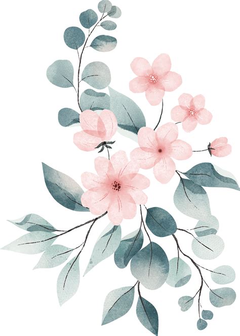 Watercolor Leaves Flowers Vector Vector Flower Png Image Download Artofit