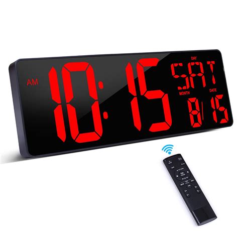 XREXS Large Digital Wall Clock With Remote Control 16 5 Inch LED Large