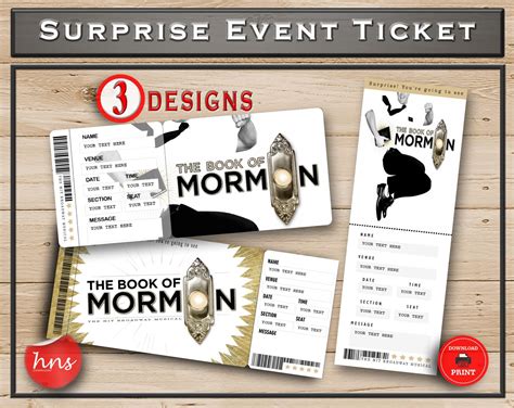 Printable The Book Of Mormon Broadway Surprise Ticket Book Of Mormon