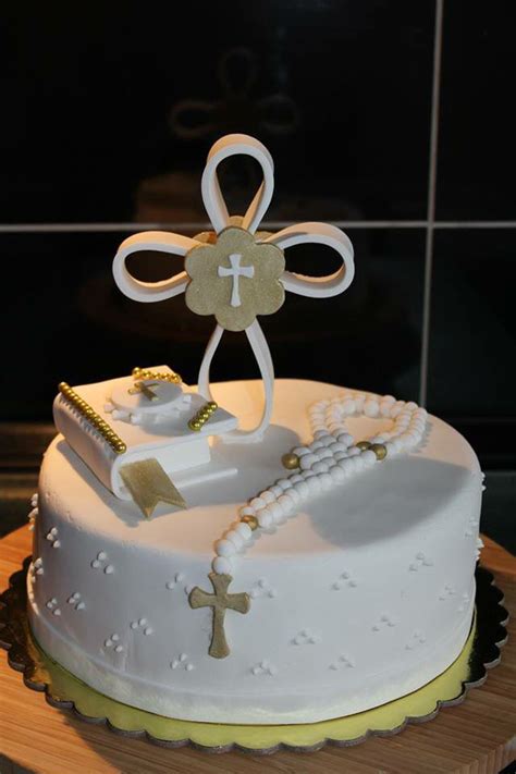 Kommunion Cake Fondant Cross Gold White Kommunion Torte Torten Zur