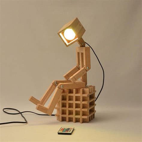 Jaffu Wooden Articulated Design Lamp In The Form Of A Personage