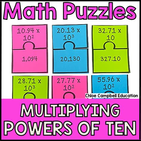 5th Grade Powers Of 10 Multiplication Matching Activity