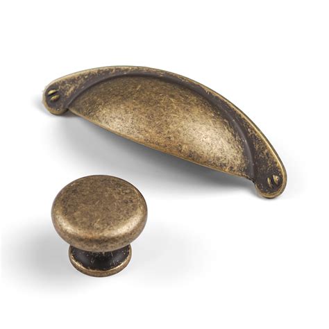 Antique Brass Shaker Cabinet Cup Handle With 64mm Hole Centres And Knob Handle And Home