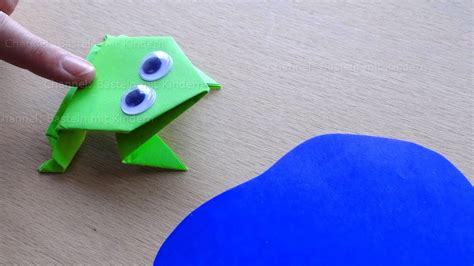 Origami Frosch falten mit Papier 🐸 Basteln mit Papier. Bastelidee für