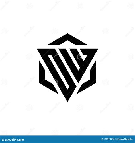 Ow Logo Monogram With Triangle And Hexagon Modern Design Template Stock