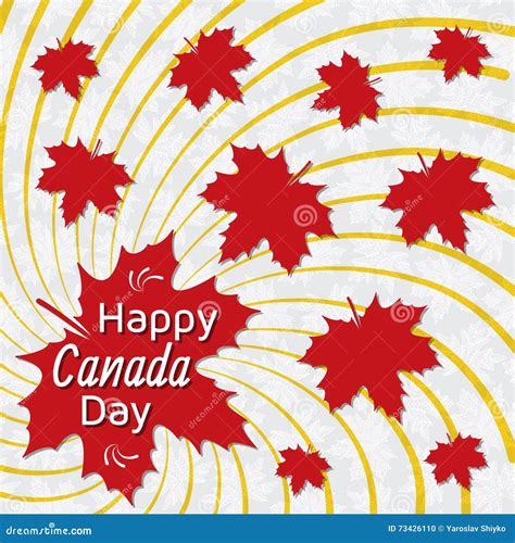 Happy Canada Day Card Red Maple Leaves Stock Vector Illustration Of