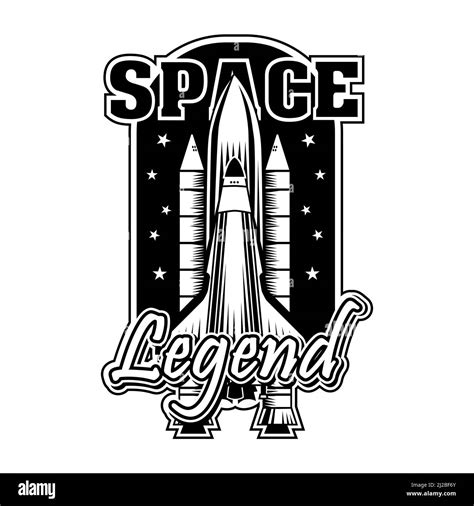 Vintage Shuttle For Universe Exploring Vector Illustration Monochrome