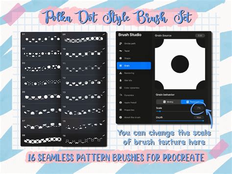 Procreate Seamless Pattern Brushes Polka Dot Style Set Etsy