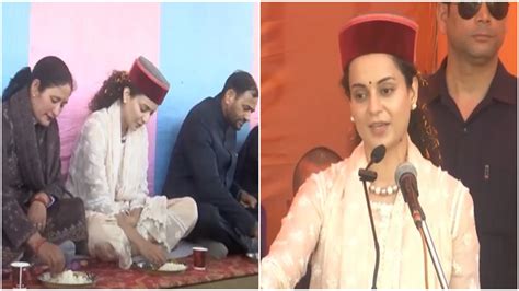 Lok Sabha Election Kangana Ranaut Eats Lunch With Bjp Workers