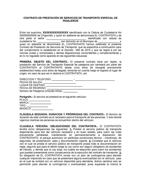 Modelo De Contrato De Transporte Internacional Y Contrato De Images