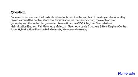 SOLVED: For each molecule, use the Lewis structure to determine the ...