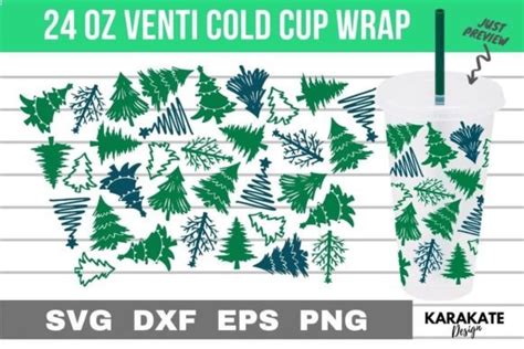 Christmas Tree Oz Venti Cup Wrap Svg Graphic By Karakate Creative