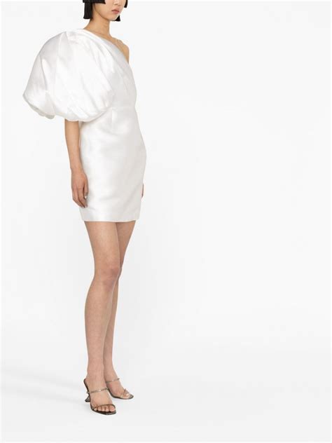 Solace London Hayes One Shoulder Puff Sleeve Minidress White