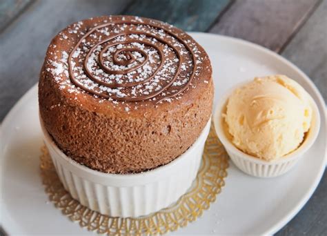 Premium Photo Chocolate Souffle With Vanilla Ice Cream On White Plate