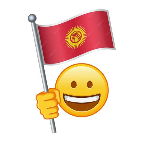 Premium Vector | Emoji with Kyrgyzstan flag Large size of yellow emoji ...