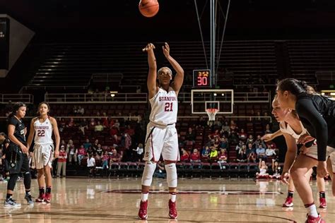 Dijonai Carrington Hits A Free Throw Stanford Womens Basketball