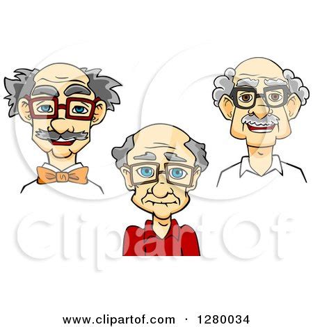 Clipart of Happy Old Men Wearing Glasses - Royalty Free Vector ...