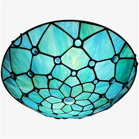 Artzone Tiffany Ceiling Lights Stained Glass Ceiling Light 2 Lights 12 Inch Tiffany Flush Mount