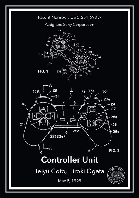 Sony Playstation Oyun Kumandası Kolu Patent Posteri Patent Posterleri