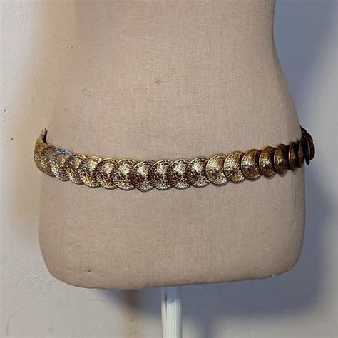 Vintage Accessories Vintage Metal Gold Coin Stretch Belt Disco Boho