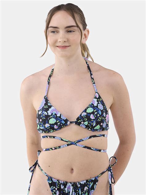 No Boundaries Reversible Paisley Gingham Strappy Swim Bikini Top Womens Walmart