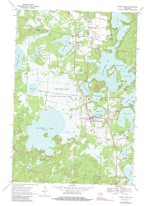 Three Lakes Topographic Map 124000 Scale Wisconsin