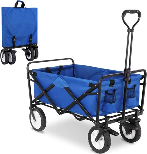 Blue FIXKIT Collapsible Folding Outdoor Utility Wagon Heavy Duty Garden ...