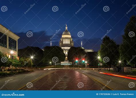 Rhode Island State House at Night Stock Photo - Image of city, capital ...