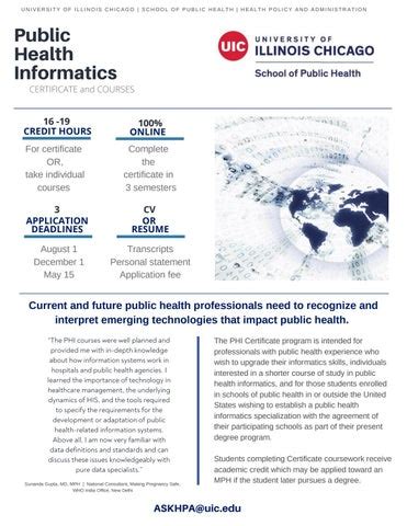 Public Health Informatics Certificate Program By Uic Health Policy And