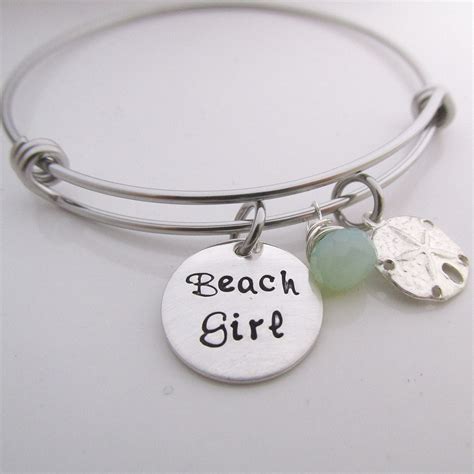 Beach Girl Bracelet Bangle Bracelet Sand Dollar Bracelet