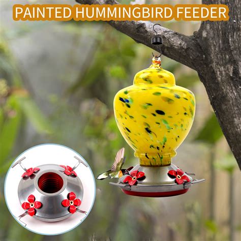 Oavqhlg3b Hummingbird Feeder For Outdoors Patiolarge 32 Ounces Colorful Hand Blown Glass