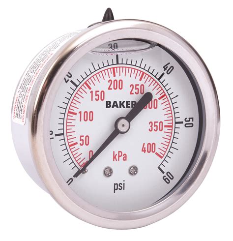 Baker Instruments Ahnc Series Stainless Steel Dual Scale Pressure Gauge