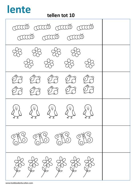 Werkblad Thema Lente Tellen Tot Lookbookeducation Nl