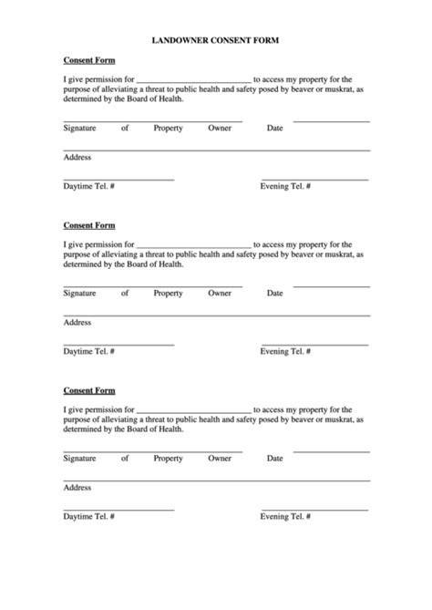 Landowner Consent Form Printable Pdf Download